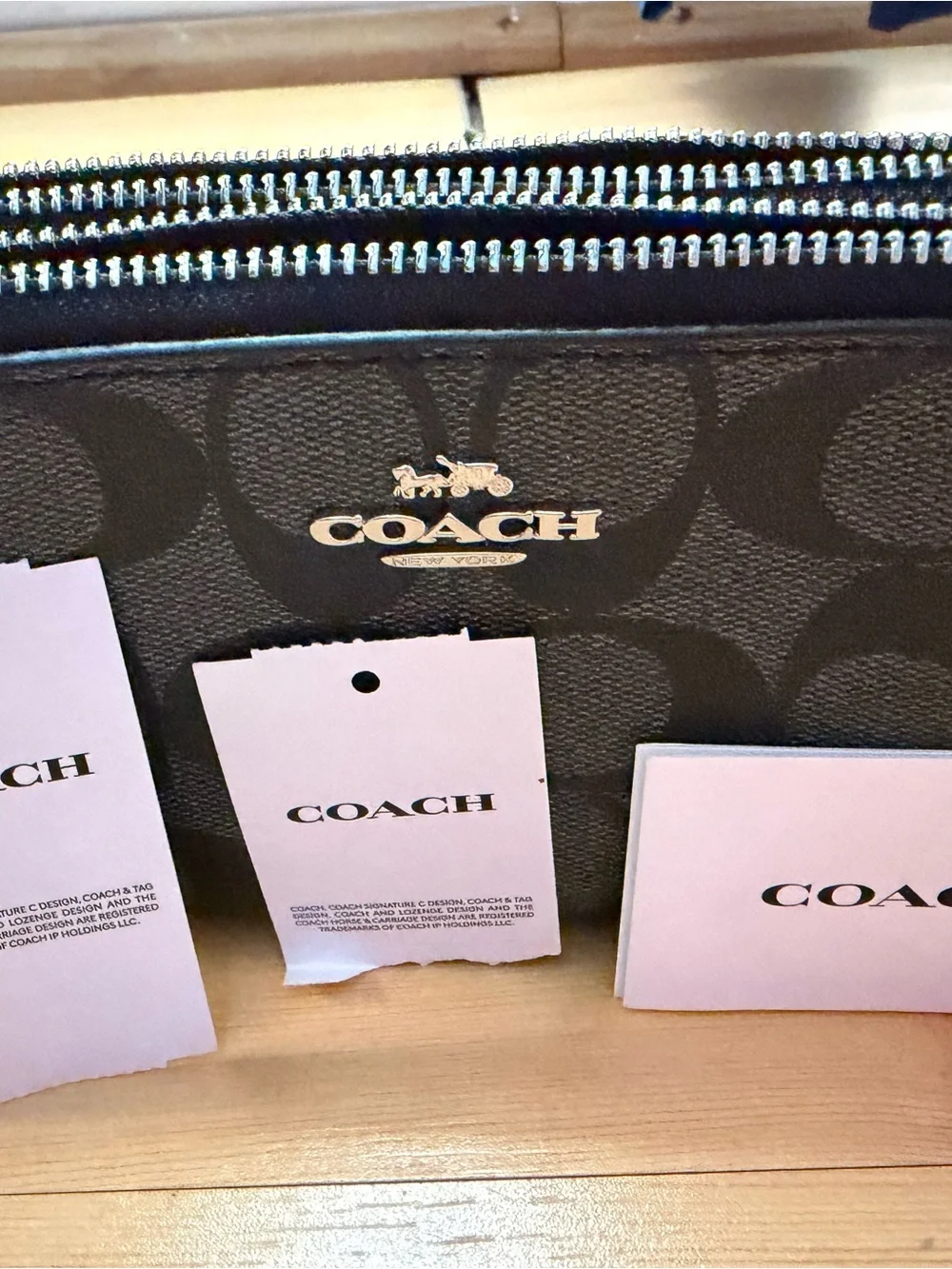 Coach Wristlet Wallet Double Zip Black /Smoke Brand New with Tags NWT